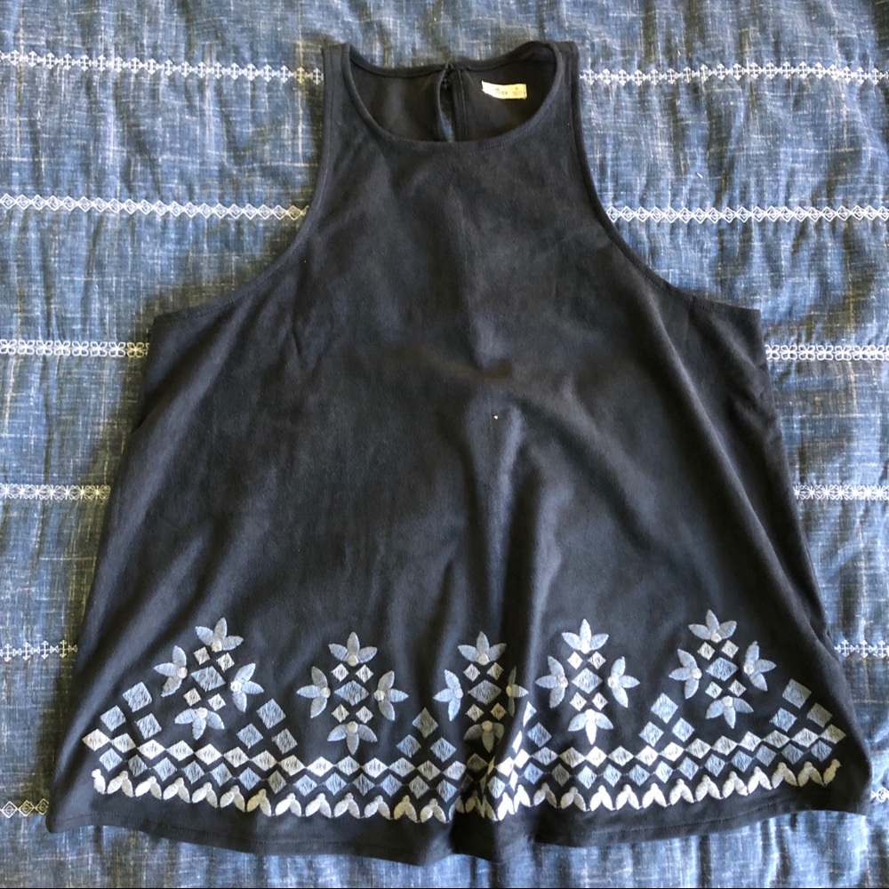 Hollister Grey Embroidered Tank Top